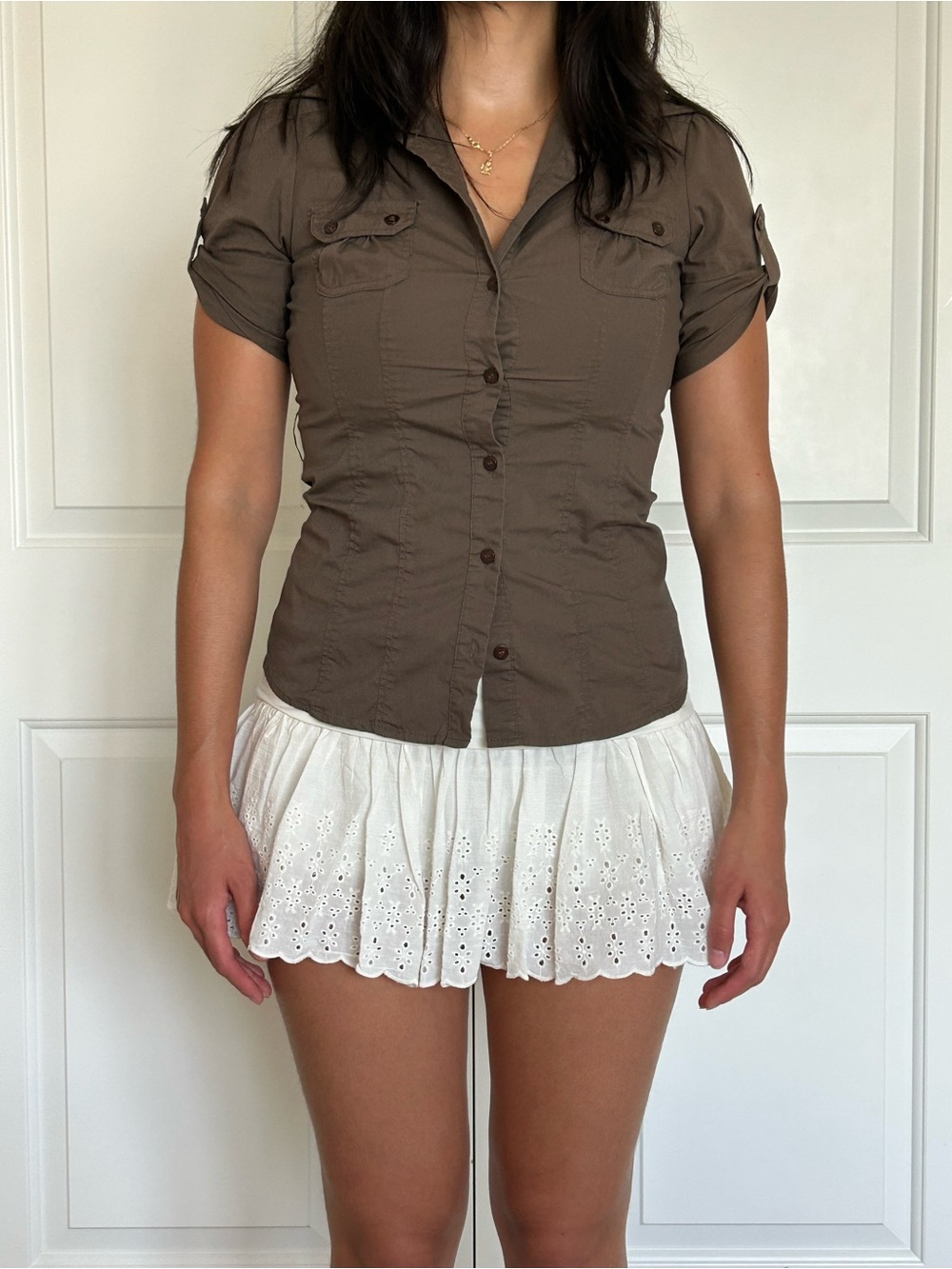 Kimchi Blue White Eyelet Ruffle Skort